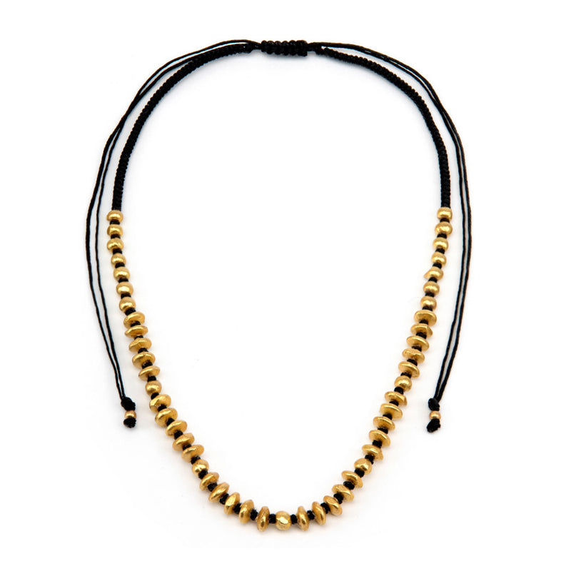 Black string shoker with gold plated beads