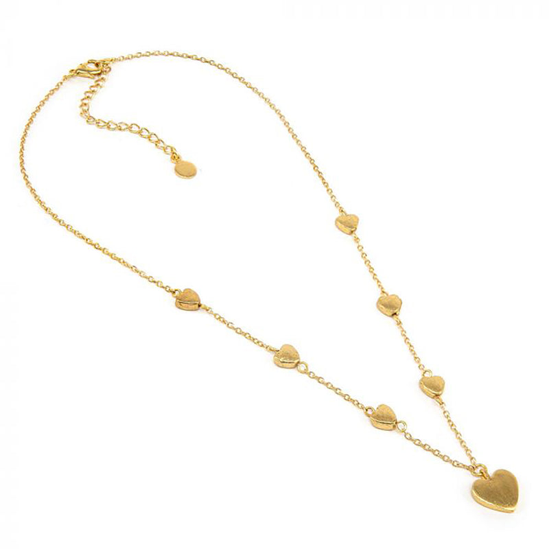 Necklace with hearts gold plated