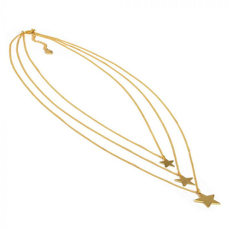 Necklace 3 layers of stars gold plated