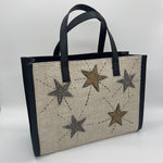 Burlap beige with beaded stars - Tote Bag