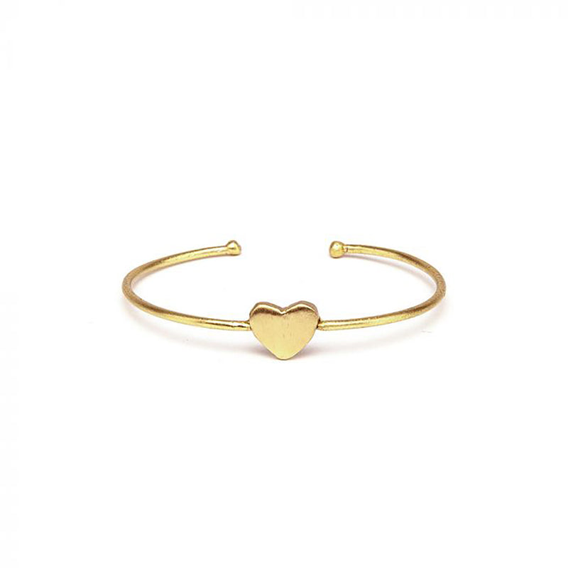 Nickel Bracelet - Open Bangle heart-Gold mat