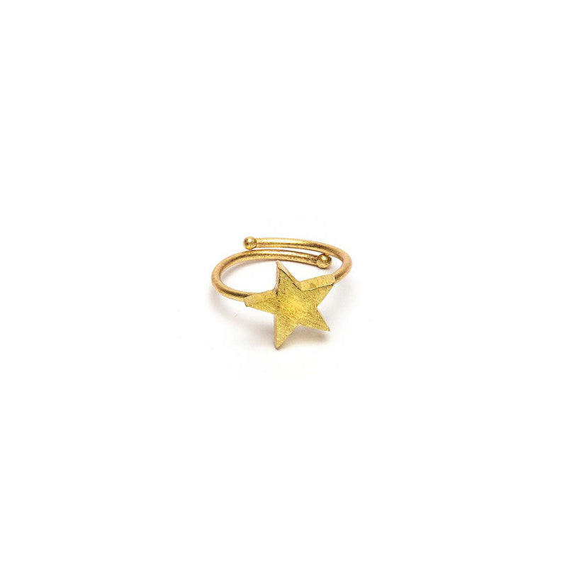Nickel Ring adjustable with star gold plated