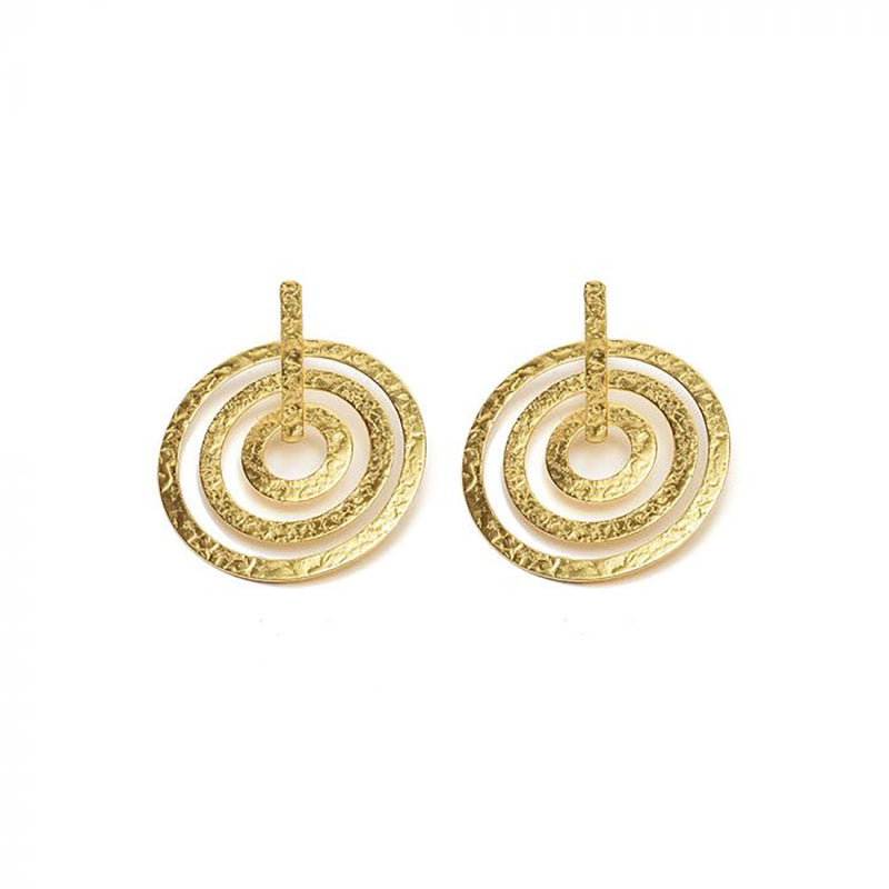 Nickel Earrings 3 circles gold plated