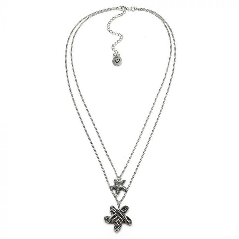Silver Plated Necklace with 2 starfish