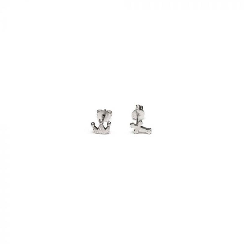 Set of 2 Silver Plated Earrings - Cross & Crown