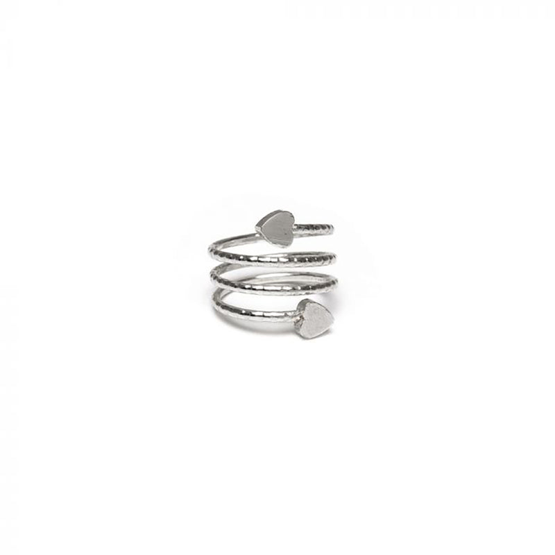 Silver Plated Ring with 2 small hearts no