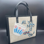 Burlap beige All you need is coffee - Tote Bag/Black