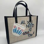 Burlap beige All you need is coffee - Tote Bag/Black