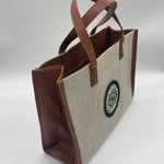 Burlap black with evil eye - Tote Bag/Brown
