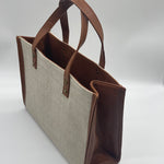 Burlap black with evil eye - Tote Bag/Brown