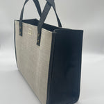 Burlap beige with shaffe coffee - Tote Bag/Black